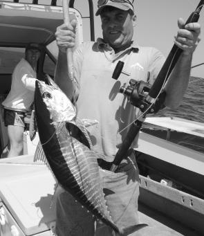 Stirling Streeter with a typical Brogo Dam bass. They’re keyed in on black crickets at the moment.